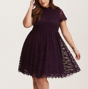 Torrid Purple high neck lace skater dress
